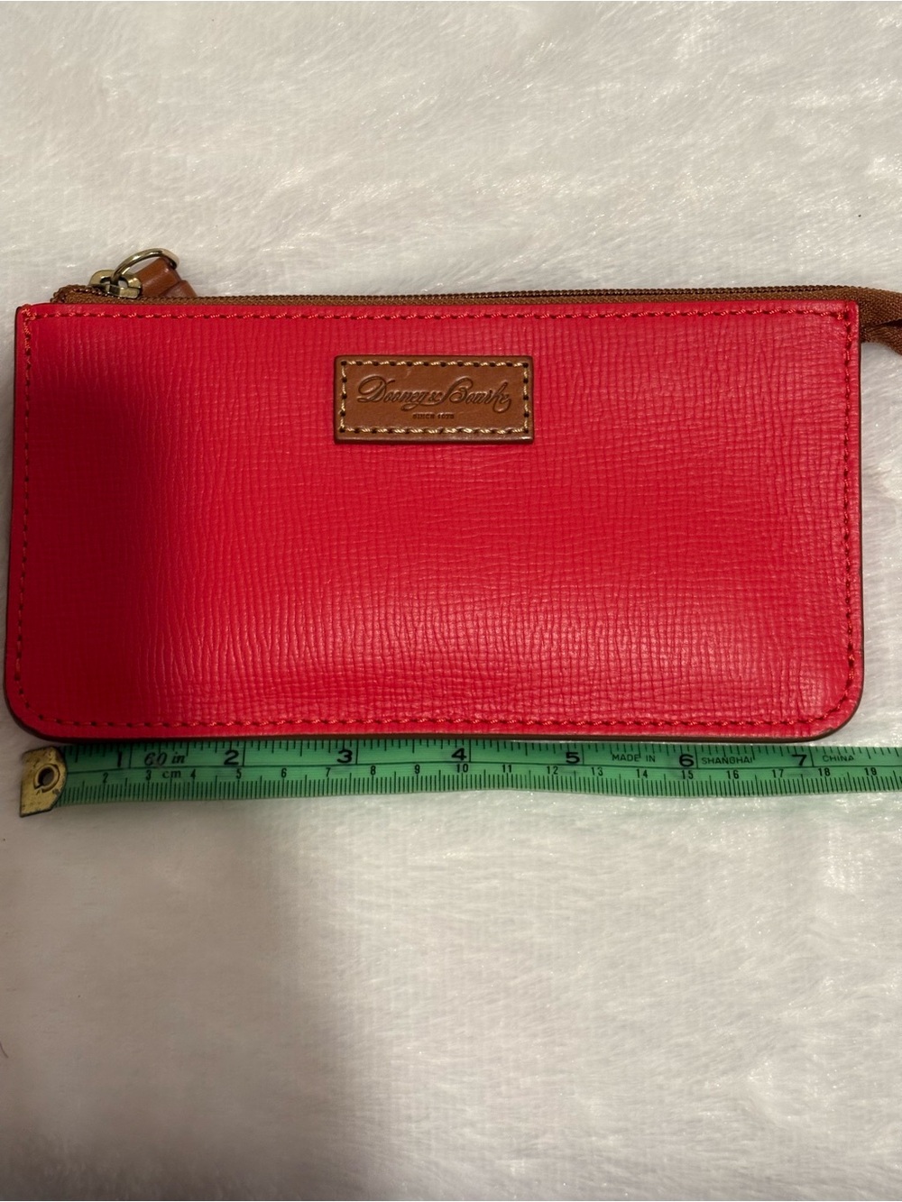 Dooney & Bourke Red Leather Wristlet with Brown Trim - Picture 8 of 11